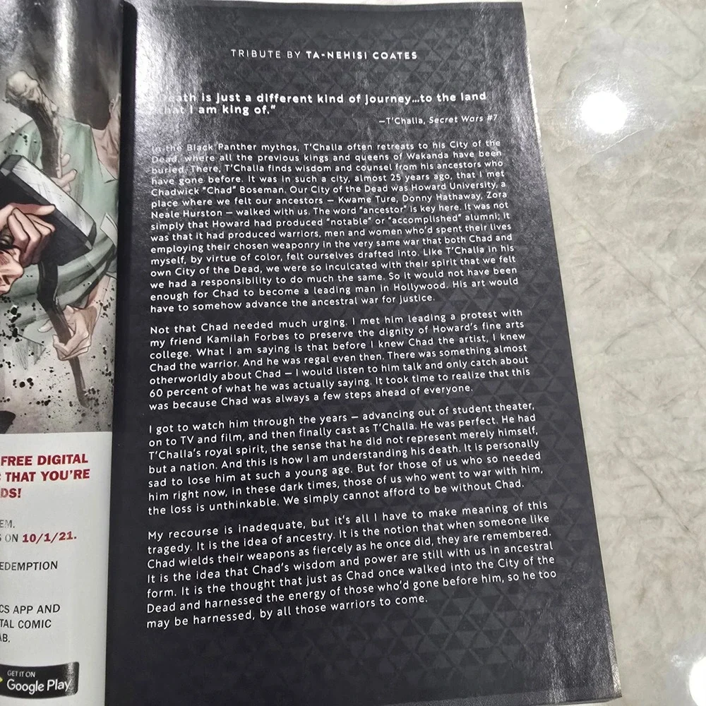 Marvel Black Panther Custom Bound Graphic Novel Chadwick Boseman Tribute Book